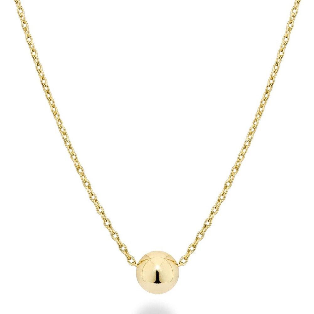 NEW 18K Yellow Gold Plated Italian 5mm Slide Bead Ball Pendant Necklace
